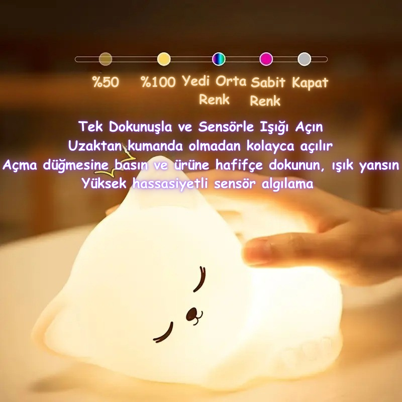 Moon Story™ | Yumuşak Silikon Kedi Gece Lambası