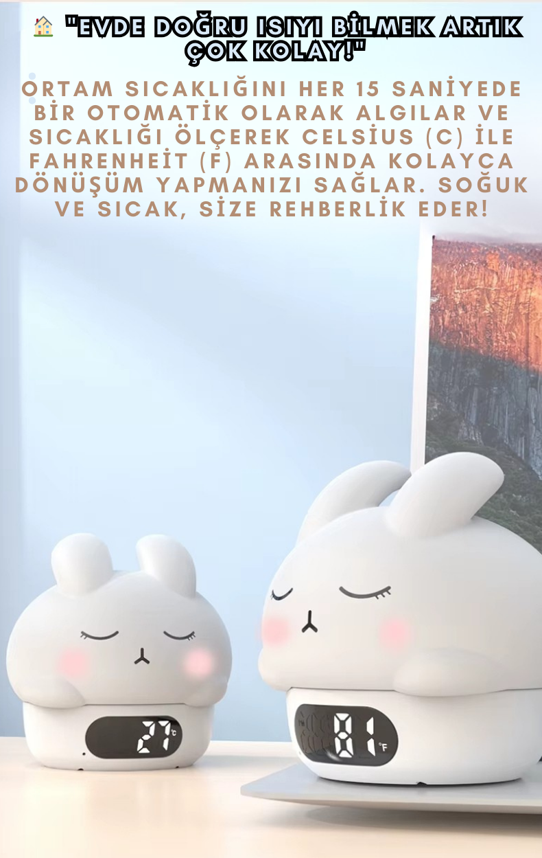 Moon Story™ | Sevimli Tavşan Saatli Gece Lambası