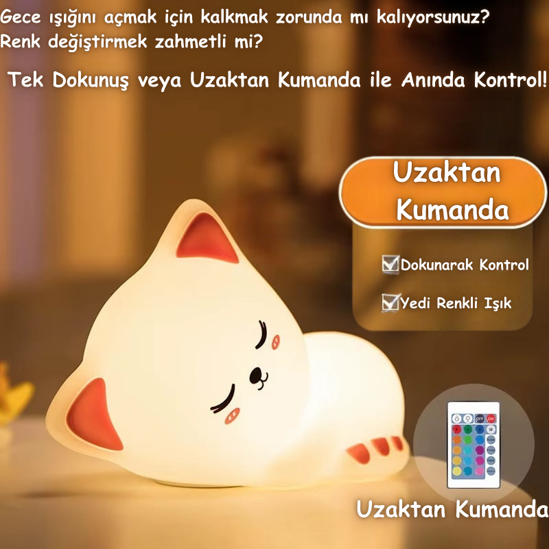 Moon Story™ | Yumuşak Silikon Kedi Gece Lambası