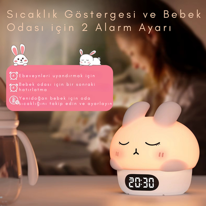 Moon Story™ | Sevimli Tavşan Saatli Gece Lambası