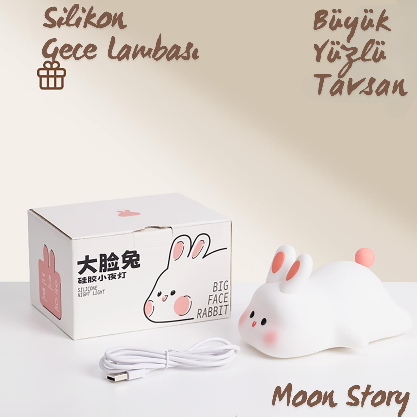 Moon Story™ | Şirin Tavşan Silikon Gece Lambası